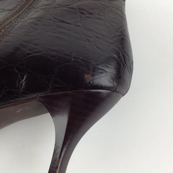 A. Giannetti Brown Croc Embossed  Italian Ankle Booties - Picture 11 of 16